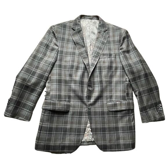 Holland & Sherry Savile Row Sherrykash Plaid Sport Coat Jacket 44R Men MINT - Picture 1 of 10